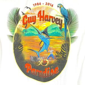 Guy Harvey Shirt 30 Years in Paradise S Pocket Coastal Parrot Fishing Art Palm
